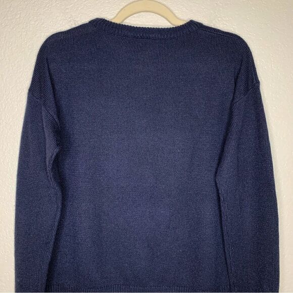 All I Want for Christmas Women’s Size Large Navy Blue Pullover Sweater - Picture 6 of 11